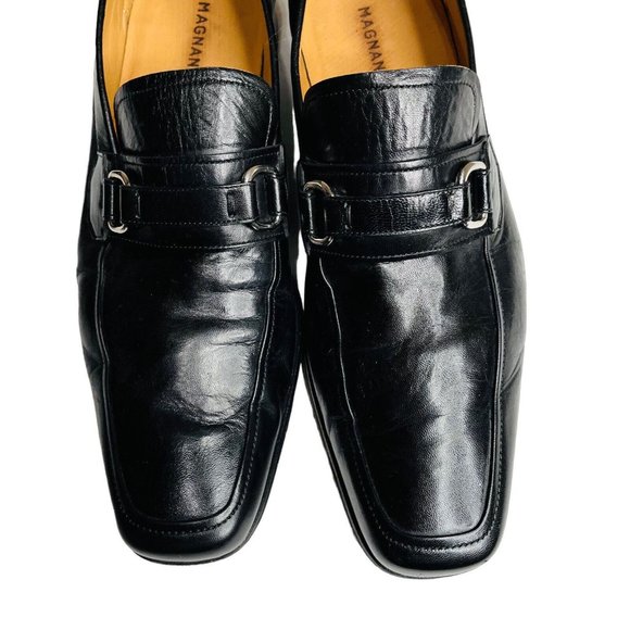 Magnanni Black Leather Bit Loafer Shoes Apron Toe Mens Sz 8 M main image 4